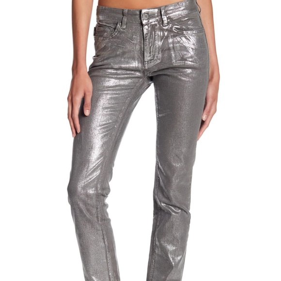Zadig & Voltaire Eva Argent Deluxe Metallic Skinny - Picture 2 of 3